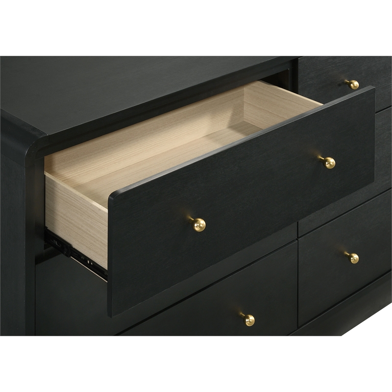 Cavelle 6-drawer Dresser and Mirror Black