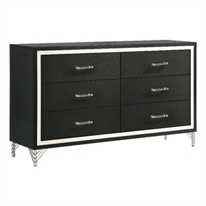 coaster lucia 6-drawer rectangular modern engineered wood dresser in black