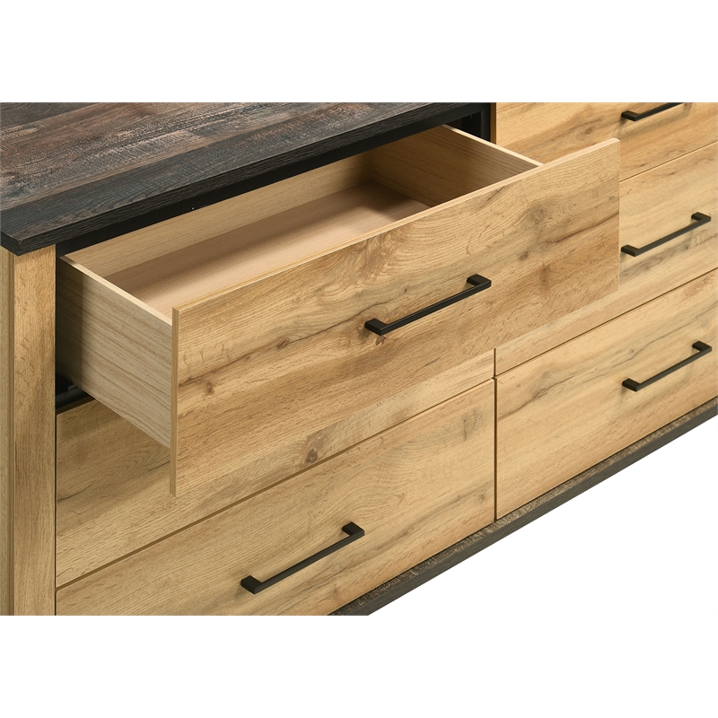Kaywood 6-drawer Dresser and Mirror Natural Pine