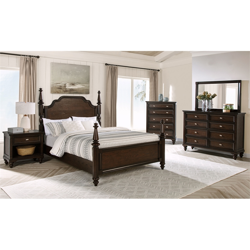 Andover 8-drawer Dresser Cabinet Dark Oak