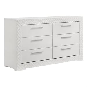 coaster ives 6-drawer contemporary wood dresser white high gloss
