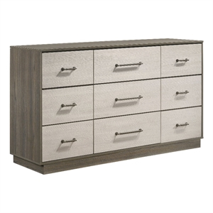 coaster fenwick 9-drawer rectangular wood dresser gray oak and almond