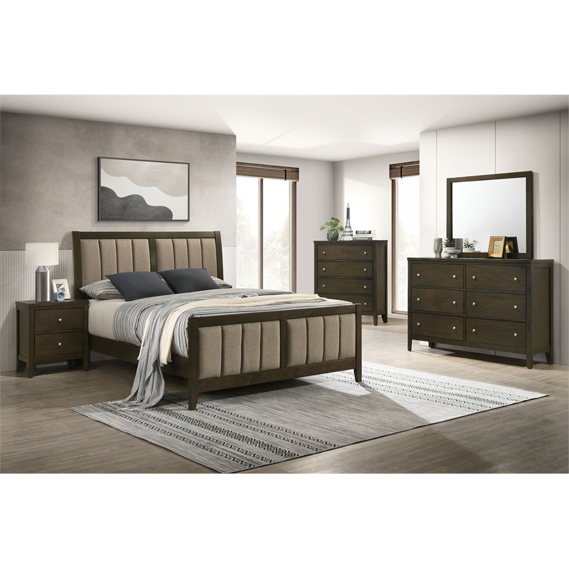 Wilkes 51-inch Upholstered Eastern King Bed Dark Cocoa