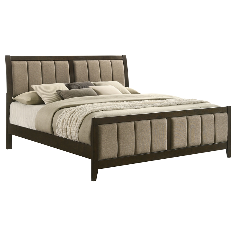 Wilkes 51-inch Upholstered Eastern King Bed Dark Cocoa