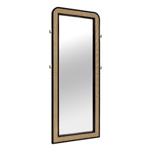 Arini Cane Weave Full Length Standing Floor Mirror Black