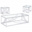 Lille 3-piece Glass Top Coffee And End Table Set Chrome