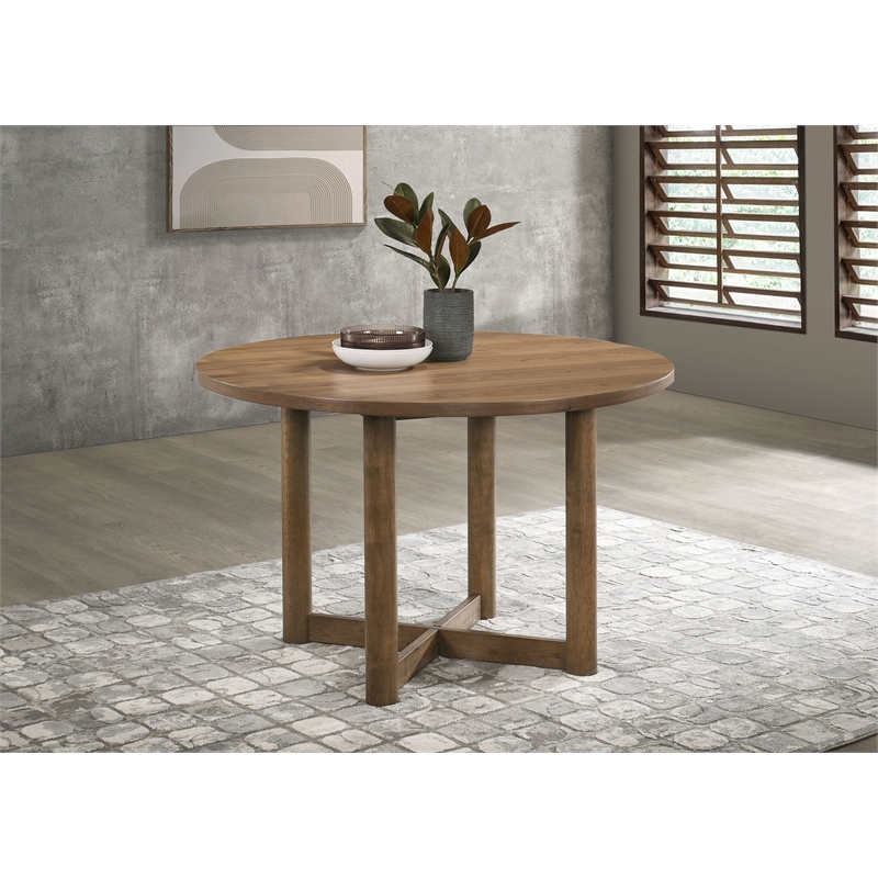 Crestmore 46-inch Round Wood Dining Table Walnut