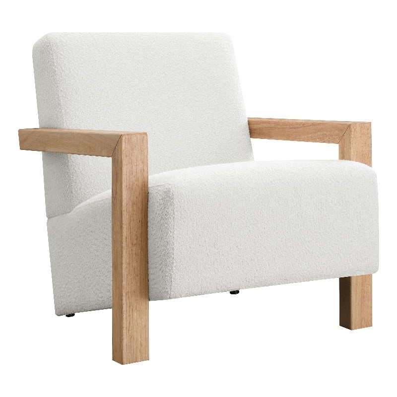 Fitzroy Boucle Upholstered Accent Arm Chair Ivory