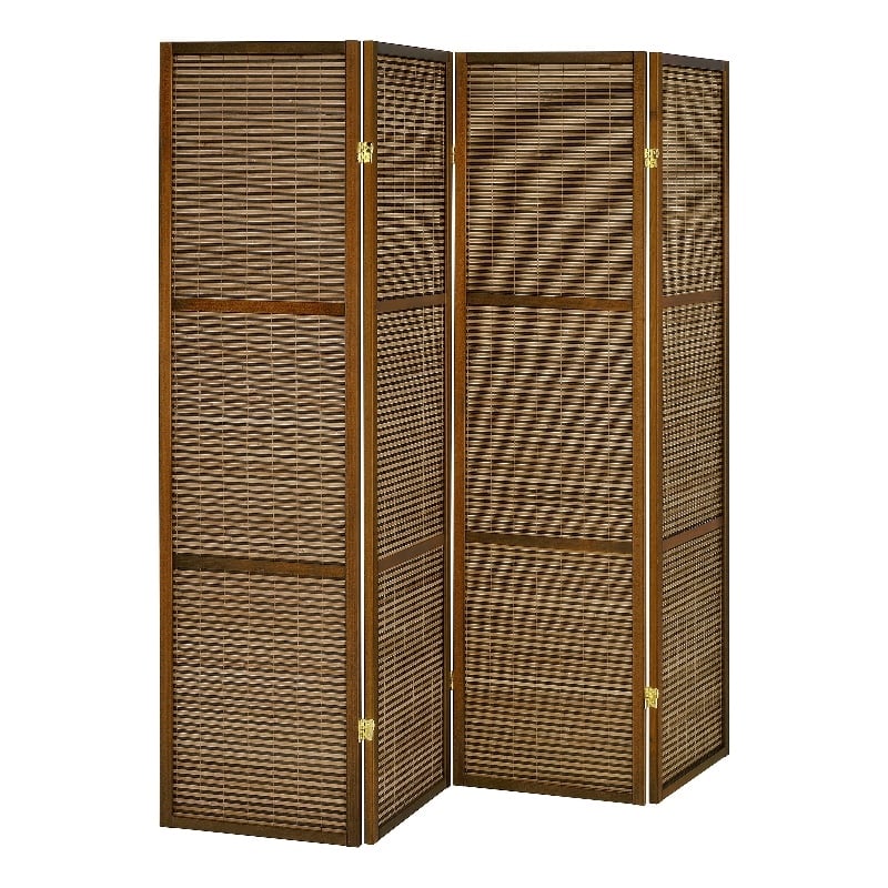 Browning 4-panel Bamboo Room Divider Folding Screen Walnut