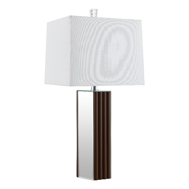 Elena 30-inch Square Tapered Mirrored Table Lamp Brown