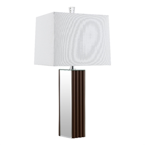 coaster elena 30-inch square tapered mirrored wood table lamp in brown