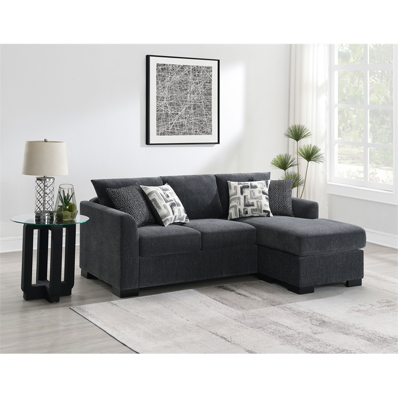 Storey Upholstered Sleeper Sectional Chaise Sofa Dark Grey