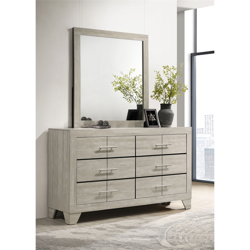 Trenton 6-drawer Bedroom Dresser With Mirror Rustic Cream