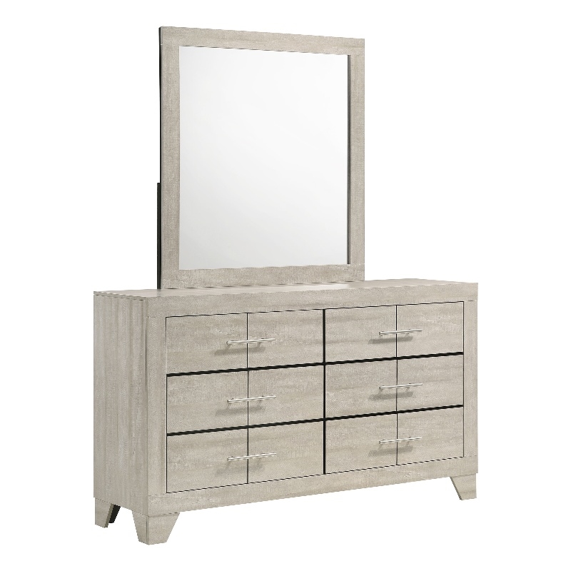 Trenton 6-drawer Bedroom Dresser With Mirror Rustic Cream
