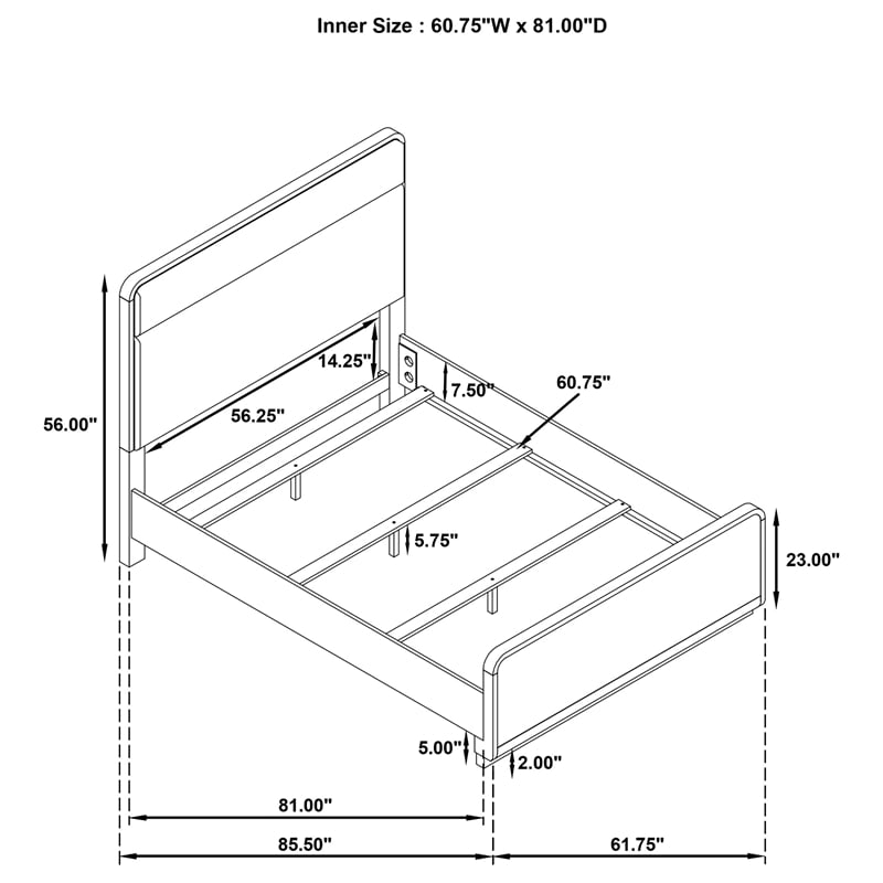Ladera 56-inch Queen Panel Bed Light Elm