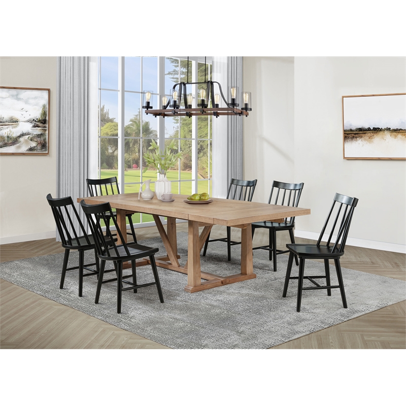 Middleton 7-piece Extension Leaf Dining Set Brown and Black