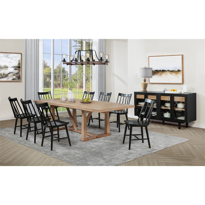 Middleton 9-piece Extension Leaf Dining Set Brown and Black