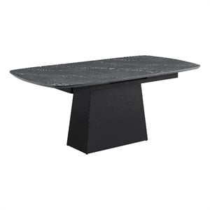 Potero 73-inch Faux Marble Extension Leaf Dining Table Black