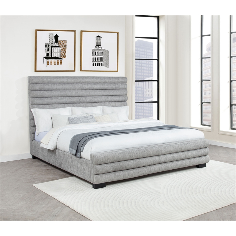 Patricia 58-inch Boucle Upholstered Eastern King Bed Grey