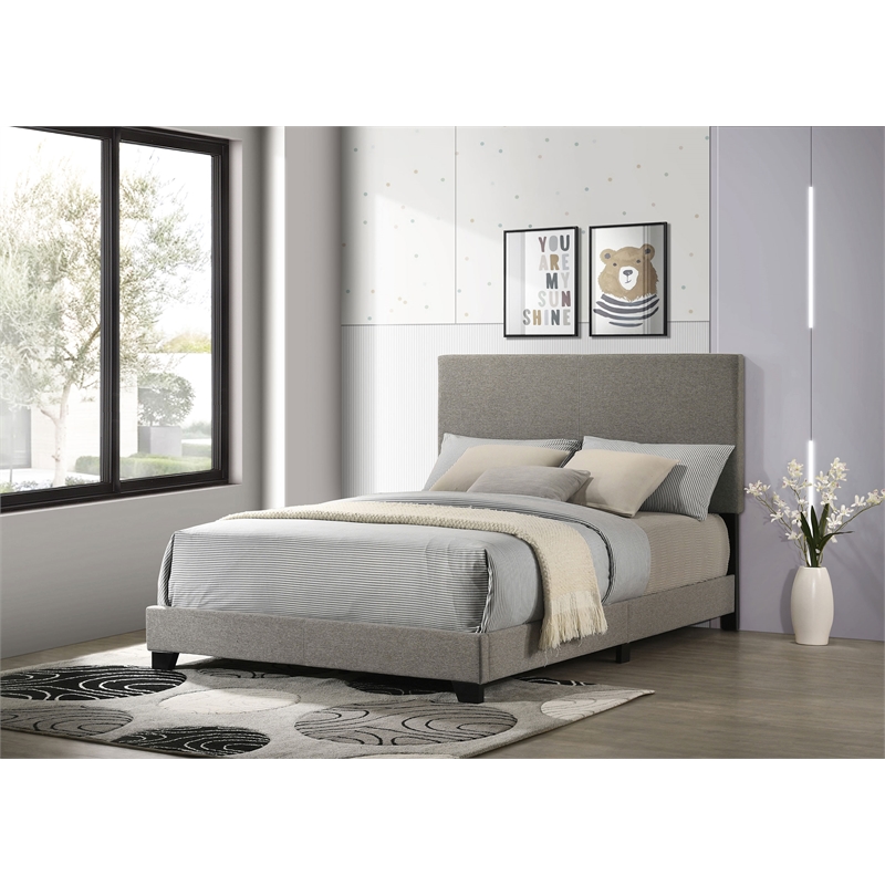 Dorian Fabric Upholstered Full Panel Bed Taupe