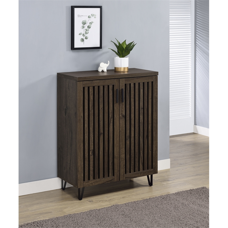 Brixton 2-door Entryway Shoe Storage Cabinets Smoked Oak