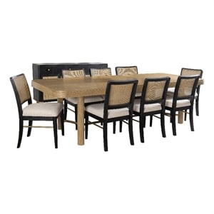 Arini 7-piece Extension Leaf Dining Table Set Sand Wash and Black