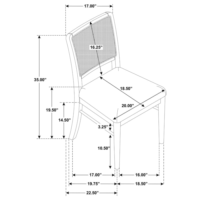 Arini Rattan Cane Dining Side Chair Black