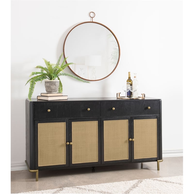Arini 2-drawer Cane Door Dining Sideboard Server Black