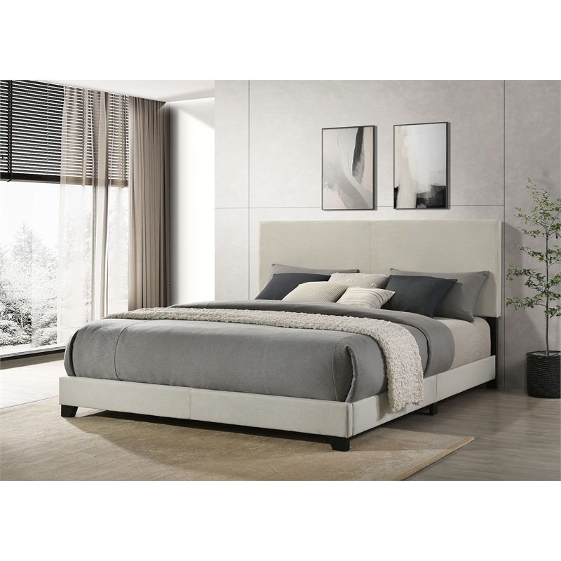 Dorian Fabric Upholstered Eastern King Panel Bed Cream