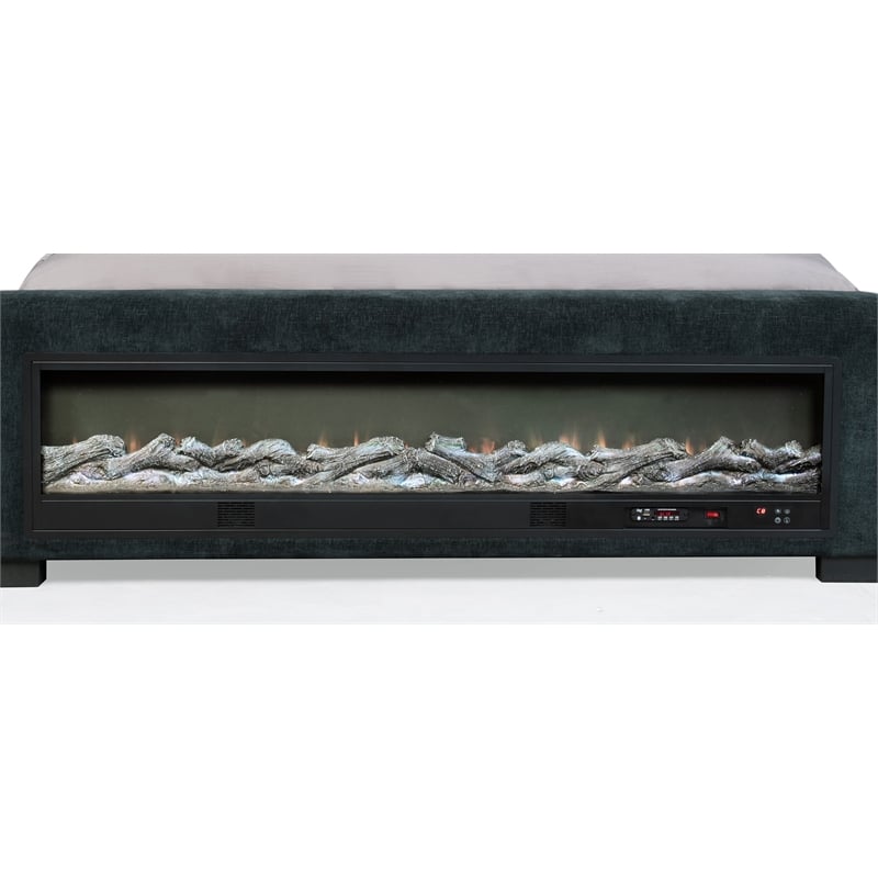 Preston Upholstered Eastern King Audio Flame Visualizer Bed Dark Blue