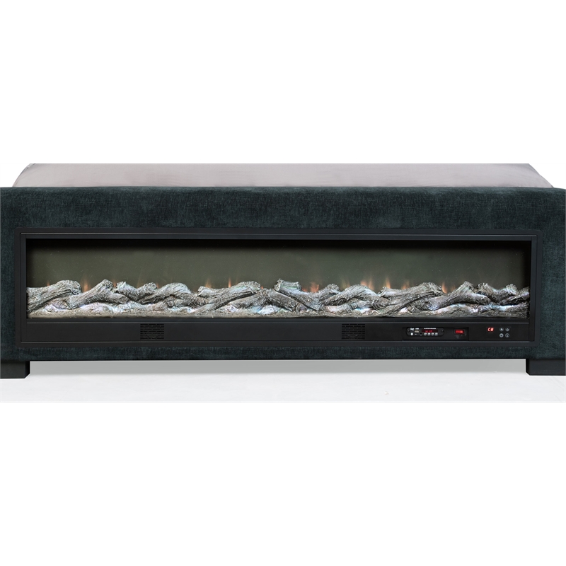 Preston Upholstered California King Audio Flame Visualizer Bed Dark Blue