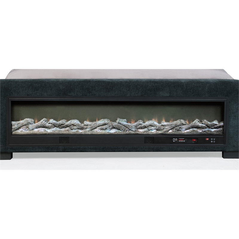 Preston Upholstered Queen Audio Flame Visualizer Bed Dark Blue