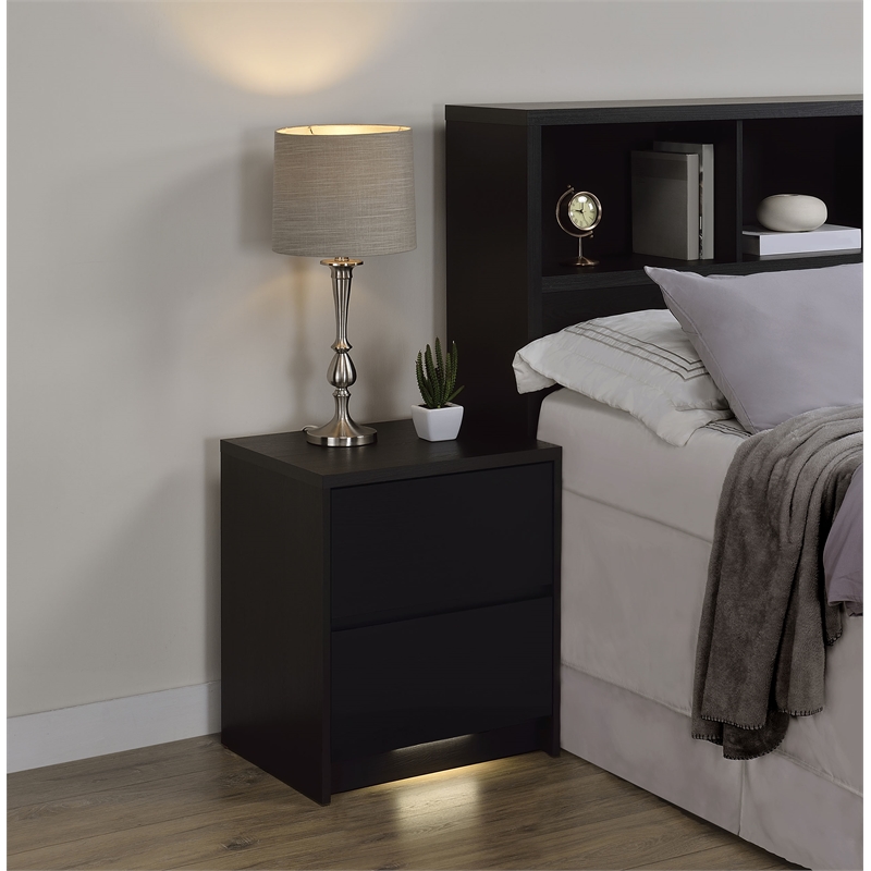 Westpark 2-drawer Nightstand LED Lights and USB Black