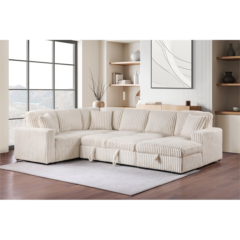 Devonshire Sleeper Sectional Sofa Storage Chaise Camel