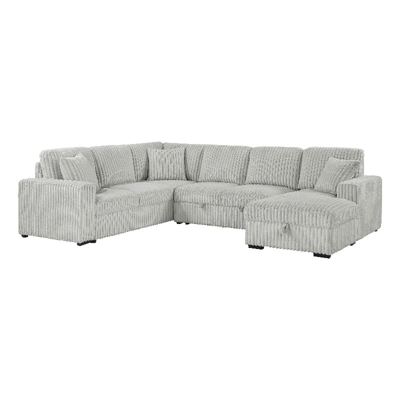Devonshire Sleeper Sectional Sofa Storage Chaise Grey