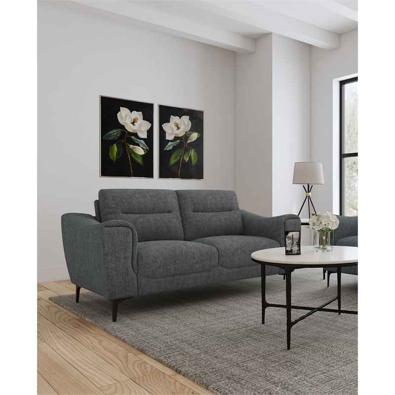 Nolan Upholstered Sloped Track Arm Loveseat Charcoal