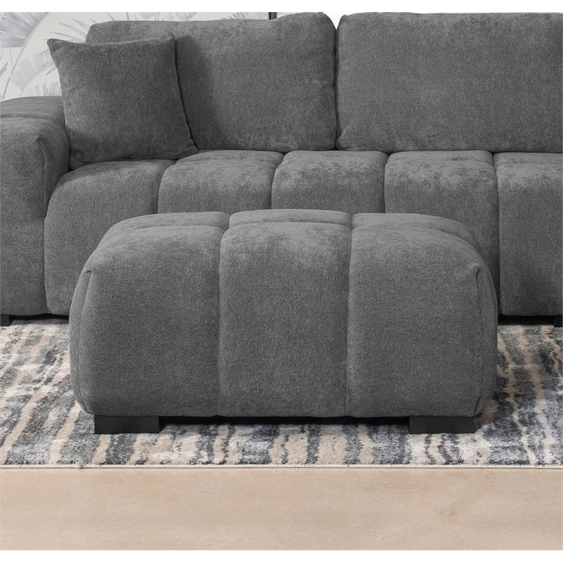 Octavia Upholstered Rectangular Ottoman Charcoal Grey