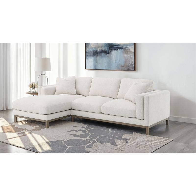 Geneva Boucle Upholstered Sectional Chaise Sofa Sand