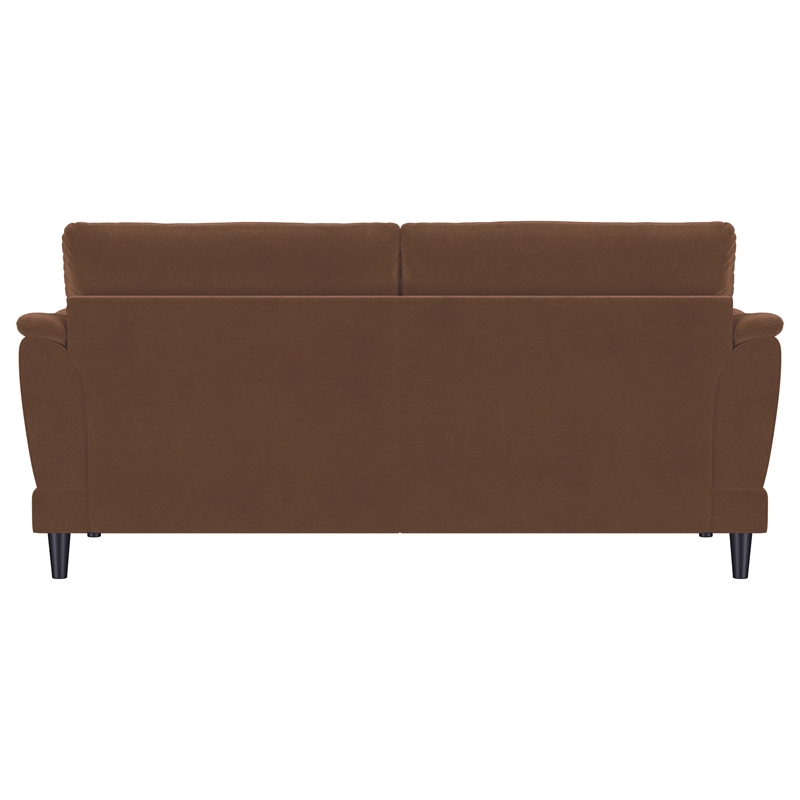 Selma Velvet Upholstered Crescent Arm Sofa Rust