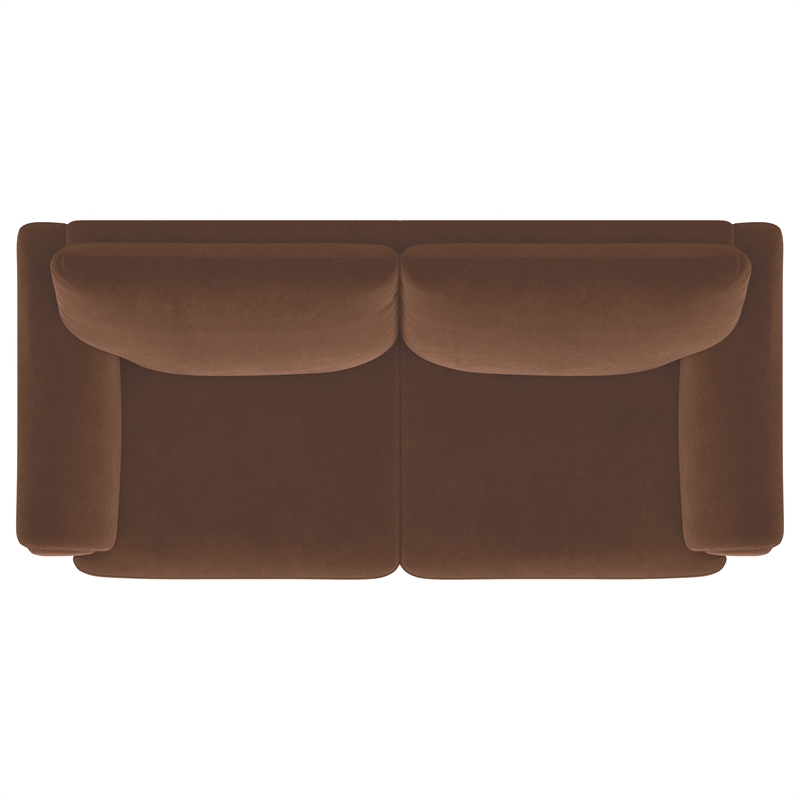 Selma Velvet Upholstered Crescent Arm Sofa Rust