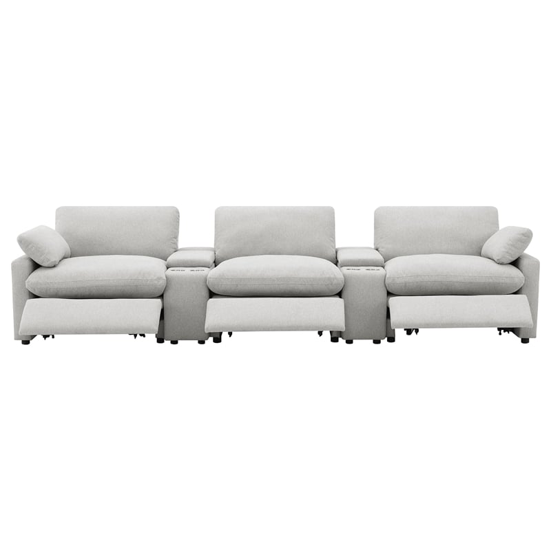 Coaster Collins 5-piece Fabric Power Reclining Home Theater Seating Gray