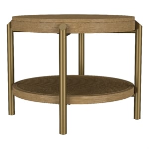 Arini Round End Side Table With Storage Shelf Sand Wash