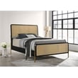 Arini Rattan California King Panel Bed Black and Natural