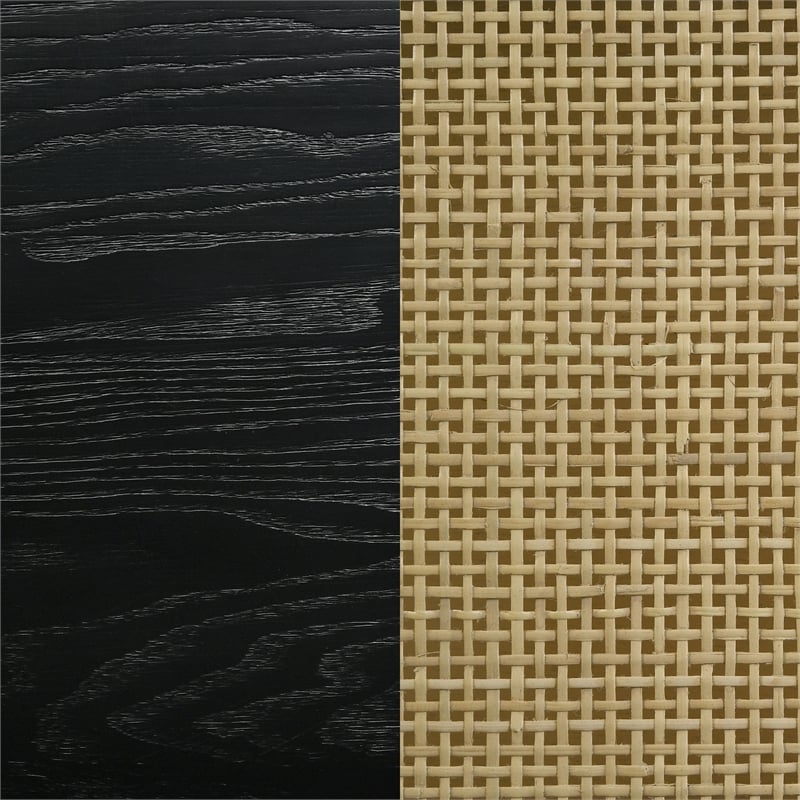 Arini Rattan California King Panel Bed Black and Natural