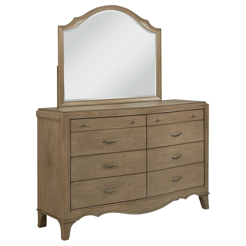 Coaster Revello 8-Drawer Wood Bedroom Dresser with Mirror in Washed Mango Brown
