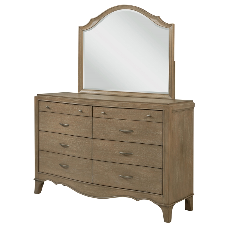 Coaster Revello 8-Drawer Wood Bedroom Dresser with Mirror in Washed Mango Brown