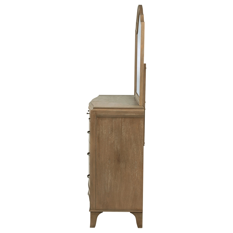 Coaster Revello 8-Drawer Wood Bedroom Dresser with Mirror in Washed Mango Brown