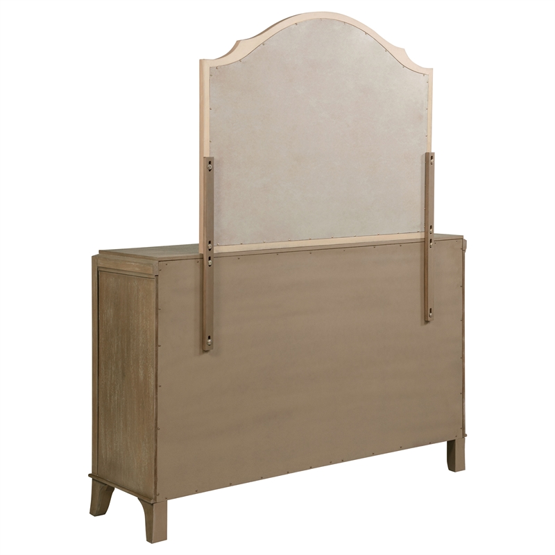 Coaster Revello 8-Drawer Wood Bedroom Dresser with Mirror in Washed Mango Brown