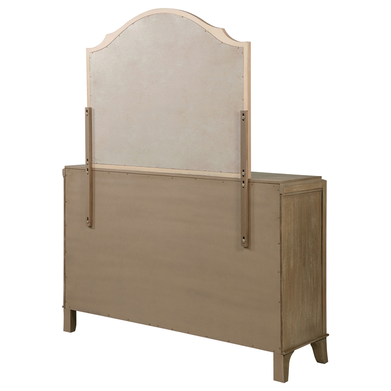 Coaster Revello 8-Drawer Wood Bedroom Dresser with Mirror in Washed Mango Brown