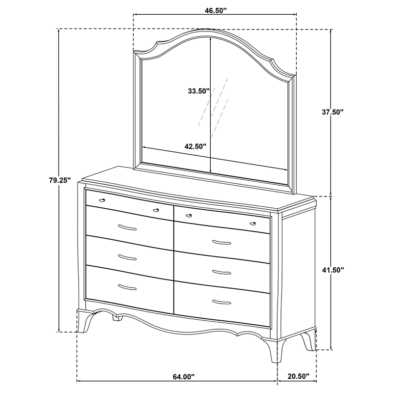 Coaster Revello 8-Drawer Wood Bedroom Dresser with Mirror in Washed Mango Brown